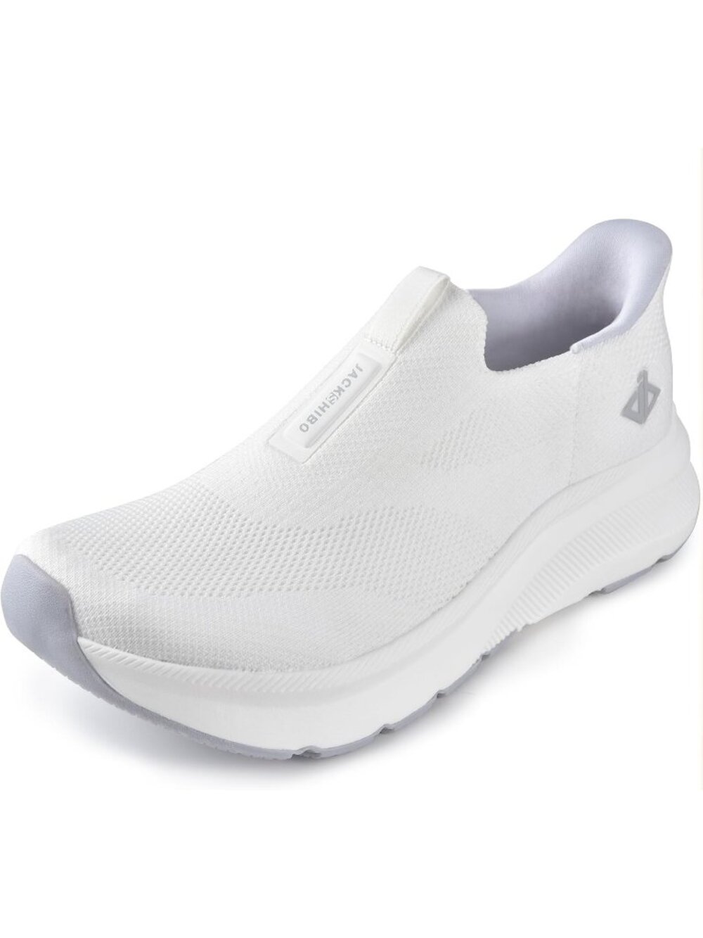 Men's White Wide Toe Breathable Lacing Free Orthopedic Walking Sneaker